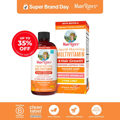 MaryRuth's Liquid Multivitamin + Hair Growth - Clinically Tested Lustriva for Thicker Hair in Women