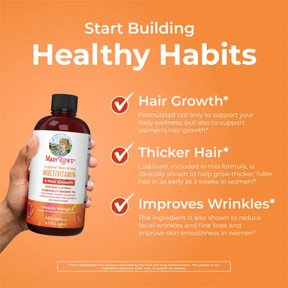 MaryRuth's Liquid Multivitamin + Hair Growth - Clinically Tested Lustriva for Thicker Hair in Women